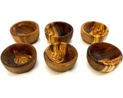 D.O.M. Set van 6 Olijfhouten Eierdopjes PICCOLO - Compact & Stijlvol