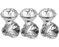 DOMINO CRYSTAL - Glazen meubelknop kristal 25mm - Helder wit - Set van 6 stuks - Kastknop ladeknop keukenkasten