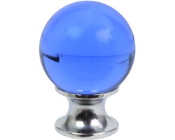 DOMINO CRYSTAL - Glazen meubelknop kristal 30mm - Helder blauw - 1 stuk - Kastknop ladeknop voor kasten en lades