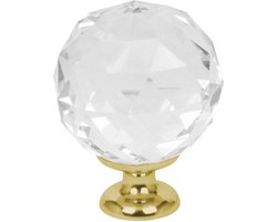 DOMINO CRYSTAL PALACE - Glazen meubelknop kristal 30mm - Helder wit - 1 stuk - Kastknop - Ladeknop keukenkasten