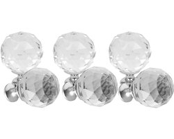 DOMINO CRYSTAL PALACE - Meubelknop Kristal - 40mm M6 - Set 6 stuks - K9 Glas - Kastknop - Wit/Chroom