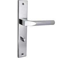 Domino® Deurkrukgarnituur CONO - Chroom - WC met Rozette - Deurbeslag van aluminium - Deurklink voor badkamer, badkamerdeuren, kelderdeur en binnendeur