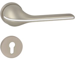 Domino® Deurkrukgarnituur LUNA R M91 WHITE - Nikkel/Wit - PZ-Profielcilinderset met Ronde Rozette - Deurbeslag van aluminium - Deurklink voor kamerdeur, kantoordeur, kelderdeur en binnendeur