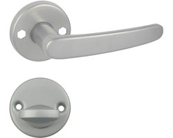 Domino® Deurkrukgarnituur TIGER R M9 - Nikkel gelakt - WC met Ronde Rozette - Deurbeslag van aluminium - Deurklink voor badkamer, kelderdeur en binnendeur