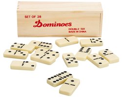 Domino set - Dominoes Double Six - 28 stuks - domino stenen 5.4 x 2.7 x 1.2 CM - houten kist
