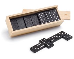 Domino spel steentjes - 112x stuks steentjes - in houten kistje - Familiespel - Klassiek dominospel