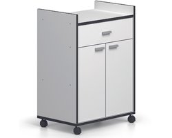 Domo Meubelen - Keukentrolley op wieltjes - Gina - Opberg en Keuken kast - Wit/grijs - 82x64x40 (HxBxD)