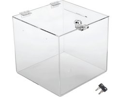 Donatie Box - Lotto Box - Evenementen Organiseren - Met Slot - 30x30x30 cm - Transparant