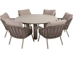 Donato Ø160 cm low dining met 6 Puglia stoelen