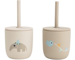 Done By Deer Celebration Siliconen Rietjesbeker - 2 Stuks - Sand
