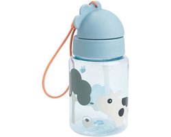 Done By Deer Drinkfles Met Rietje - Tiny Farm - Blue