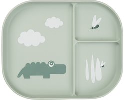 Done By Deer Foodie Compartment Plate Croco Green