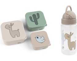 Done by Deer Friends SET drinkbeker met rietje + 3 snackdoosjes - Lalee Sand mix
