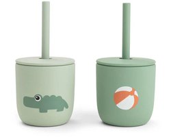 Done By Deer Silicone Rietjesbeker 2st | Playground Green