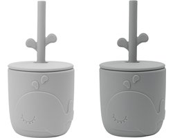 Done by Deer Wally Peekaboo Rietjesbeker Grey 2 Stuks