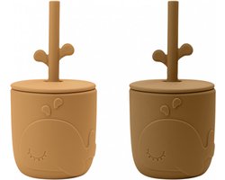 Done by Deer Wally Peekaboo Rietjesbeker Mustard 2 Stuks