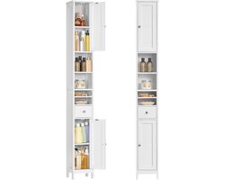 DoneMore® - badkamergarderobe - hoge smalle opbergkast - verstelbare planken - ruimtebesparend - wolken wit - 19,5 x 21,4 x 180 cm - 9,7 kg