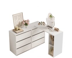 DoneMore® - dressoir met ladekast en tafel - modulair meubel - gereedschapsloze montage - wit - 120 x 39 x 74 cm