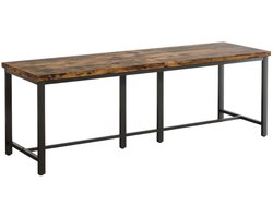 DoneMore® - Dubbel Computerbureau – grote tafel - Industriële Stijl – Houten Bureaublad met Stalen Frame – 200x60x75 cm