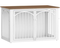 DoneMore® – hondenkooi meubel – hondenbench – 2 deuren – multifunctioneel – wit – 100 x 60 x 60 cm
