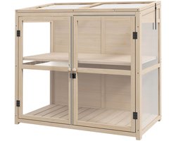 DoneMore® - houten kas - koud frame - 2-traps - verstelbare plank en dak - naturel - 103 x 61 x 103 cm - 18 kg