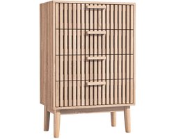 DoneMore® - Ladekast met 4 lades - Houten opbergkast - Met opbergruimte - Natural Wood - 60x34x91 cm
