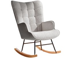 DoneMore® - Schommelstoel - Relaxstoel Woonkamer - Metalen Frame Houten Onderstel - Lichtgrijs - 100 x 70 x 95 cm - 15 kg