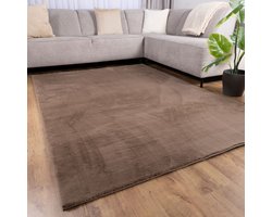 Donker Beige Tapijt Hoogpolig Vloerkleed met Anti-Slip – Koho Soft Fluffy – Superzacht Modern Tapijt - 160x230cm- Modern - Woonkamer - Salon - Slaapkamer - Eetkamer