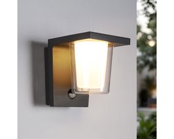 Donker grijze wandlamp voor buiten met sensor - Lio