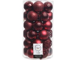 Donker rode kerstversiering kerstballen set kunststof 6 cm 36 stuks