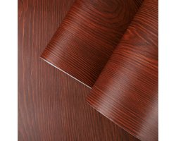 Donker walnootkleurige zelfklevende folie op rol, per meter verkrijgbaar - Zelfklevende bekleding voor keuken, meubels en badkamer - 60 cm x 2 m