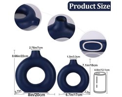 Donkerblauwe keramische vazenset - decoratie - set van 2 - blauw