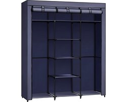 Donkerblauwe Kledingkast Met Kledingstangen, Opvouwbaar, 45 X 150 X 175 Cm - Ideaal Voor Slaapkamer, Kleedkamer, Opslag Van Kleding, Tassen En Schoenen.