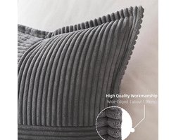 Donkere Grijze Kussenhoezen 35 x 35 cm – Fluffy Decoratieve Kussens voor Woonkamer en Slaapkamer – Set van 2