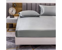 Donkergrijs Hoeslaken 150 x 200 cm - voor matrassen tot 30 cm hoog - polyester