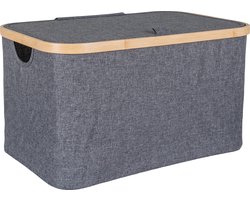 Donkergrijze Noto mand: 30x45x25 cm Bamboe/Textiel - House Nordic - Manden - Grijs - Hout; Polyester