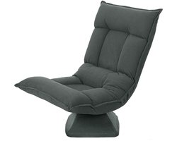 Donkergrijze Vloerstoel 70 x 62 x 95 cm, 360° Draaibare Loungestoel met 5-voudig Verstelbare Rugleuning, Opvouwbare Relaxstoel, Meditatiestoel en Gamingstoel voor Woonkamer en Leeshoek, Lichtgewicht en Ruimtebesparend