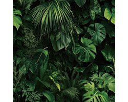Donkergroen 3D-effect Muurbehang Jungle Vintage voor Badkamer en Woonkamer - Waterdicht Zelfklevend Plakbehang voor Meubels en Keuken, 44,5CMx7M