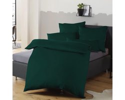 Donkergroen Beddengoedset 140 x 200 cm - Strijkvrij Microvezel Dekbedovertrek met Kussensloop 80 x 80 cm