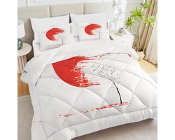 Donsdeken - Dekbed - Slaapkamer Decoratie - 3D Print - 155x220cm - Japans Rood