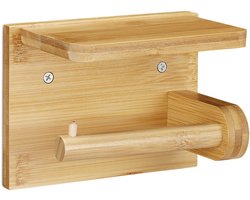 Doodadeals® Bamboe WC Rolhouder met Plankje – Stijlvol en Functioneel - Toiletrolhouder