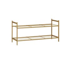 Doodadeals® Schoenenrek Goud – 2 Laags Schoenen Rek van Metaal – Stijlvolle Schoenen Opberger – 33,5 x 69,5 x 26 cm