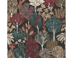 DOODLE DESIGN BOMEN BEHANG | Retro - meerkleurig zwart - "Architects Paper" A.S. Création Floral Impression