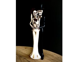 Doodshoofd koppel 49,5 cm hoog - polyresin - kunststof - interieur - voor binnen - interieurdecoratie - decoratiefiguur - modern - geschenk - cadeau - gift - verjaardag - Halloween - Kerst - Nieuwjaar