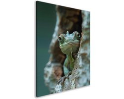 doorkijk portret - Kameleon wanddecoratie - Muurdecoratie Dier - Woonkamer decoratie industrieel - Muurdecoratie canvas - Muurdecoratie slaapkamer canvas 50x70 cm
