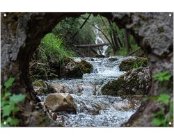 doorkijk tuinposter - Rivier tuinposter - Tuinposters Natuur - Muurdecoratie tuin - Tuin accessoires - Poster tuinposter 60x40 cm