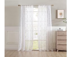Doorshijnende gordijnen met roedezak - Elegant & Lichtdoorlatend - 2 Panelen - Wit - 96,5 cm x 243,8 cm