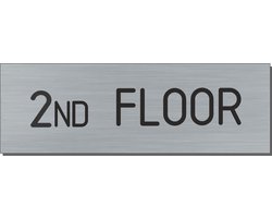 Doorsign - doorplate - deurbord - 2nd floor - rectangle - stainless steel look - 5 x 15 cm