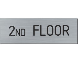Doorsign - doorplate - deurbord - 2nd floor - rectangle - stainless steel look - 5 x 15 cm