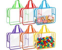 Doorzichtige Opbergtas Speelgoedkist - Grote Capaciteit - Waterdichte PVC Organizer Opruimbak - 6 Stuks Opbergzakken met Handvat Draagtas - voor Kinderkamer Speelkamer Babykamer Speelgoed Opruimen - Cadeau Kind - 25*18cm - Geen speelgoed inbegrepen
